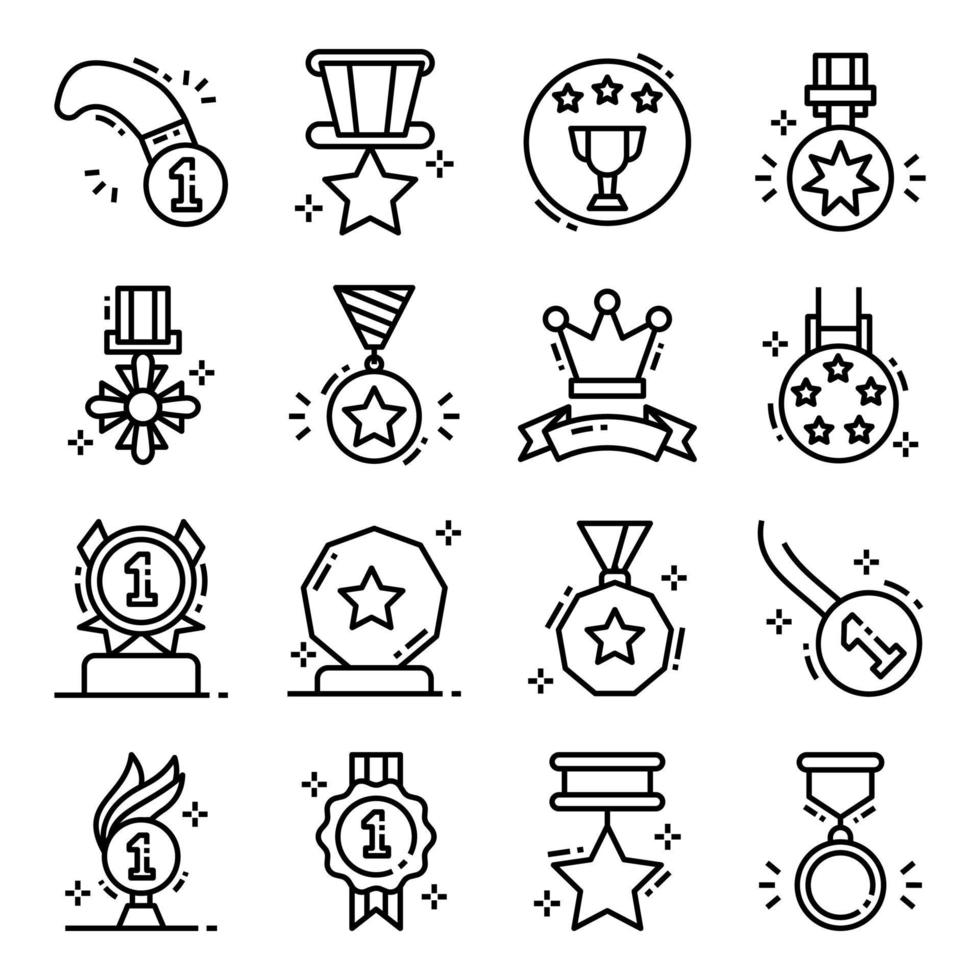 Icon-Set für Erfolgspreise und Medaillen vektor