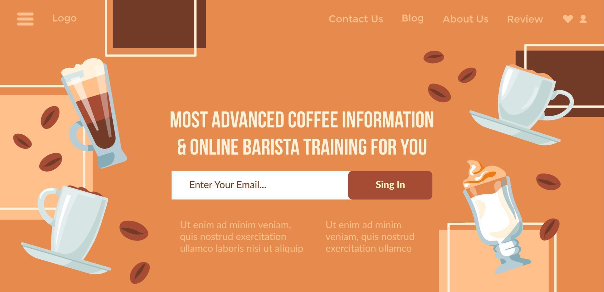 mest Avancerad kaffe information, Barista Träning vektor