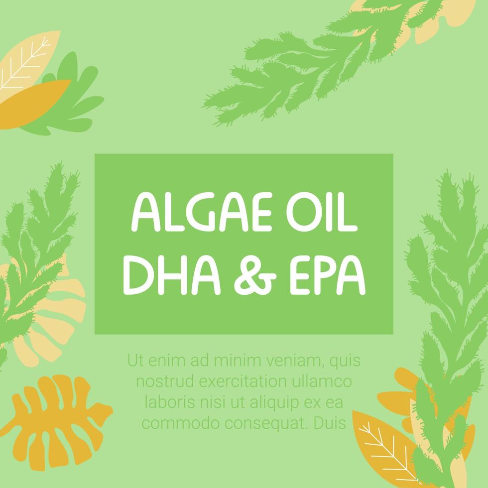 Algen Öl dha und epa, Werbung Banner Vektor