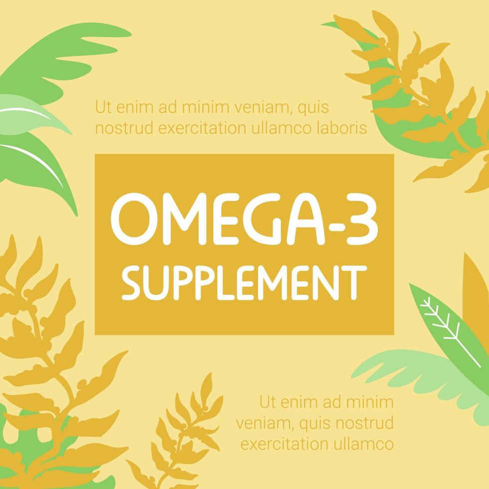 mat och diet- kosttillskott, omega 3 banderoller vektor