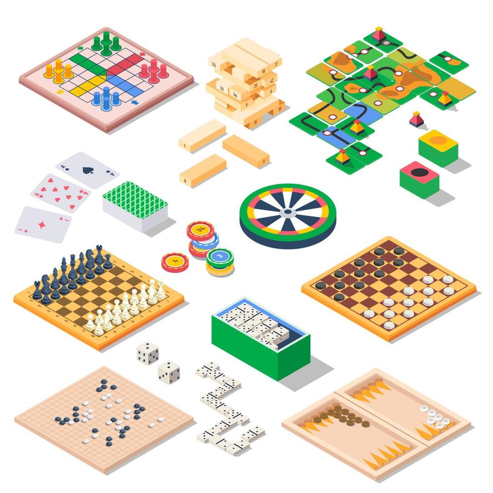 styrelse spel, domino och schack, jenga och kort vektor