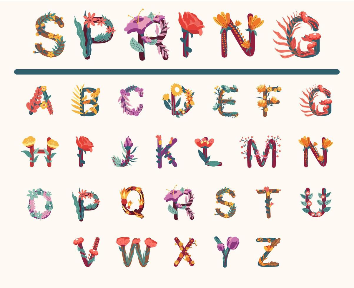 typografi forn design med blommig, blad dekoration vektor