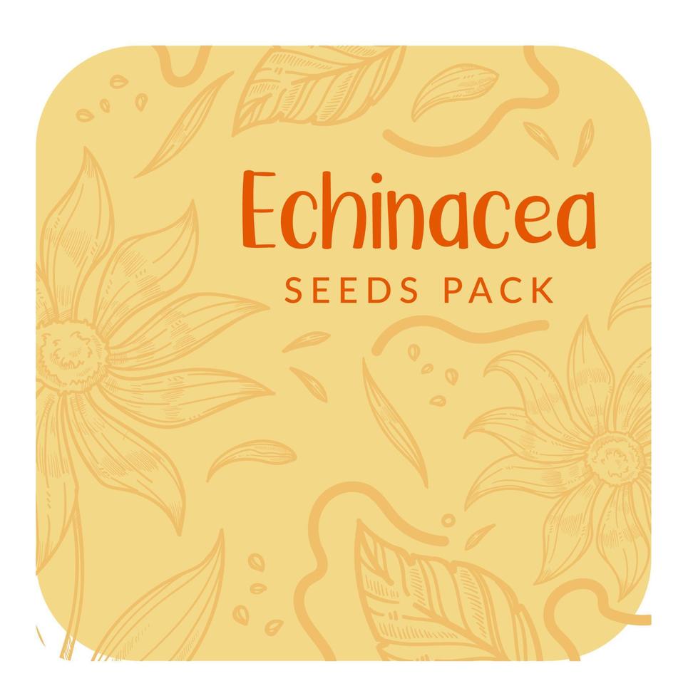 Echinacea Saat Pack, Etikette zum Produkt Vektor