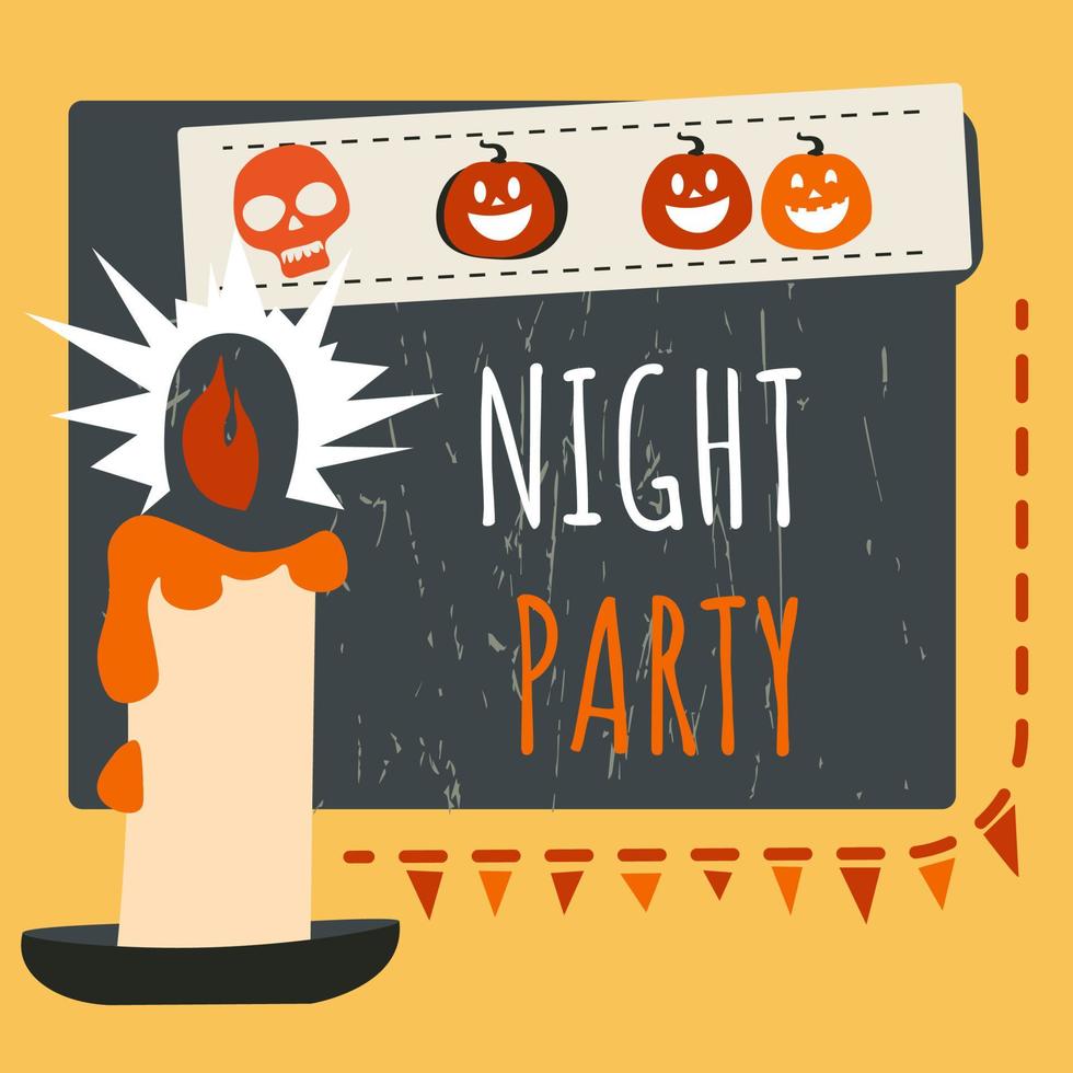 Nacht Party auf Halloween, zündete Kerze und Kürbisse vektor