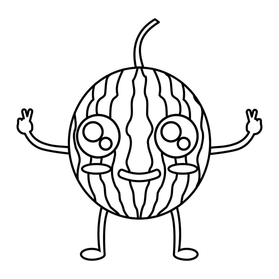 Wassermelone Maskottchen, kontinuierlich Linie, Linie Kunst Stil, minimalistisch, Vektor Illustration zum T-Shirt, Grafik Design zum Slogan, Sozial Medien.