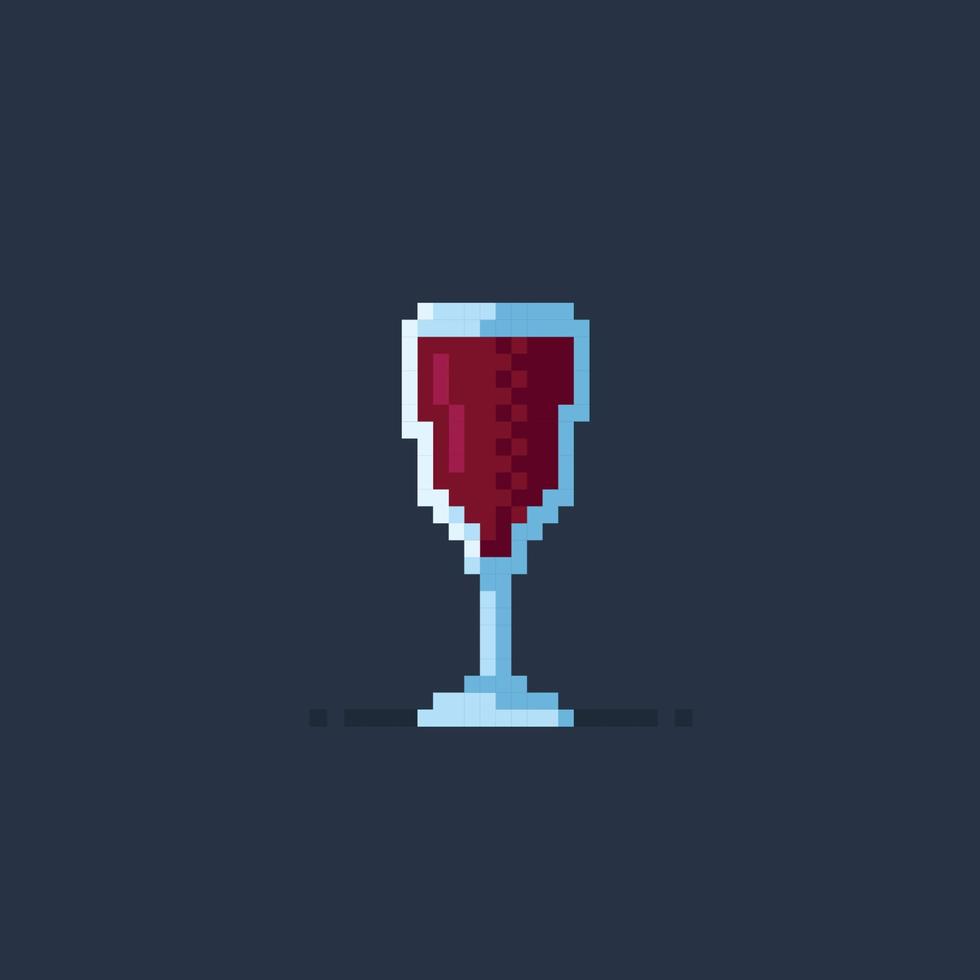 vin glas i pixel konst stil vektor