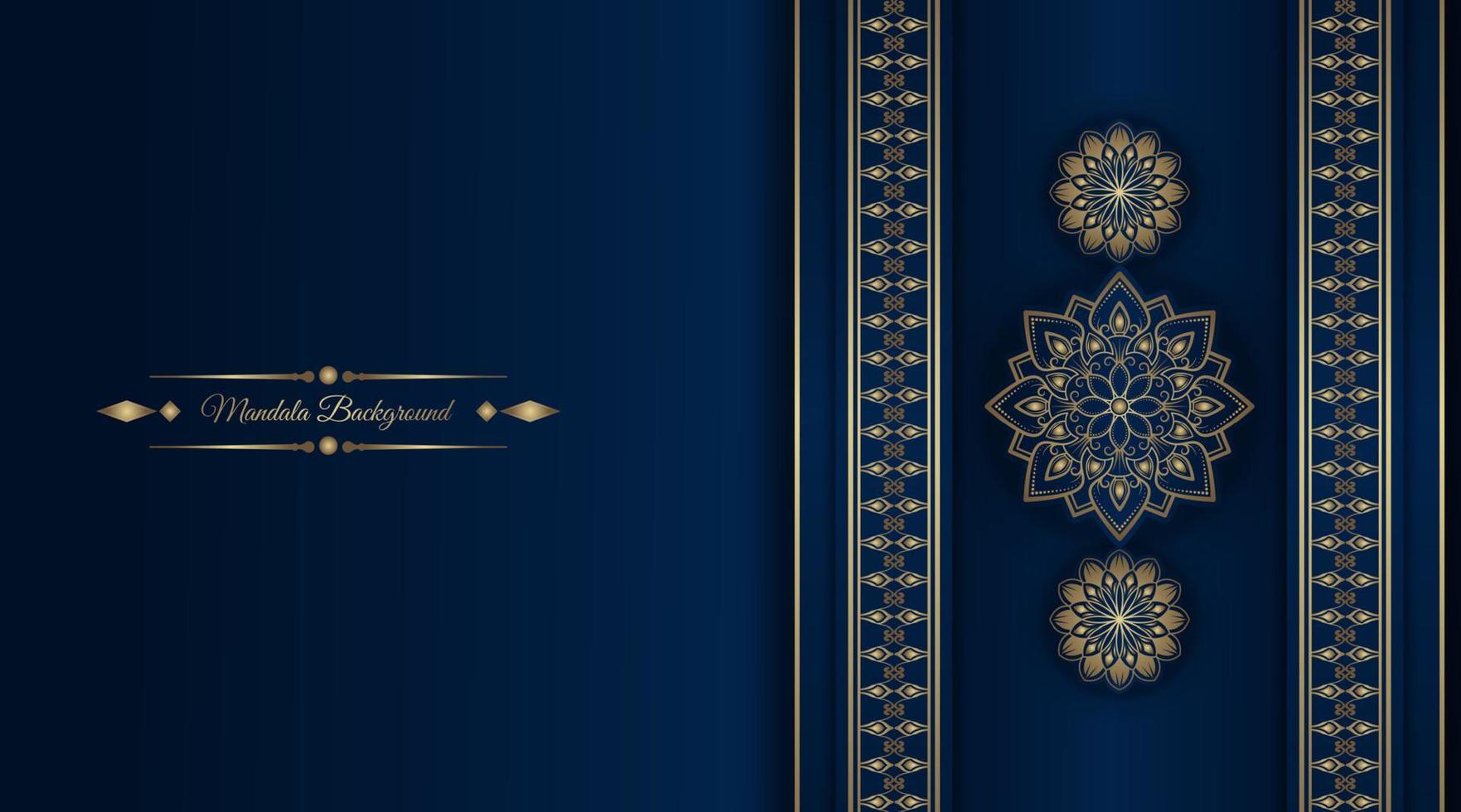 lyx mandala bakgrund, blått och guld, design vektor