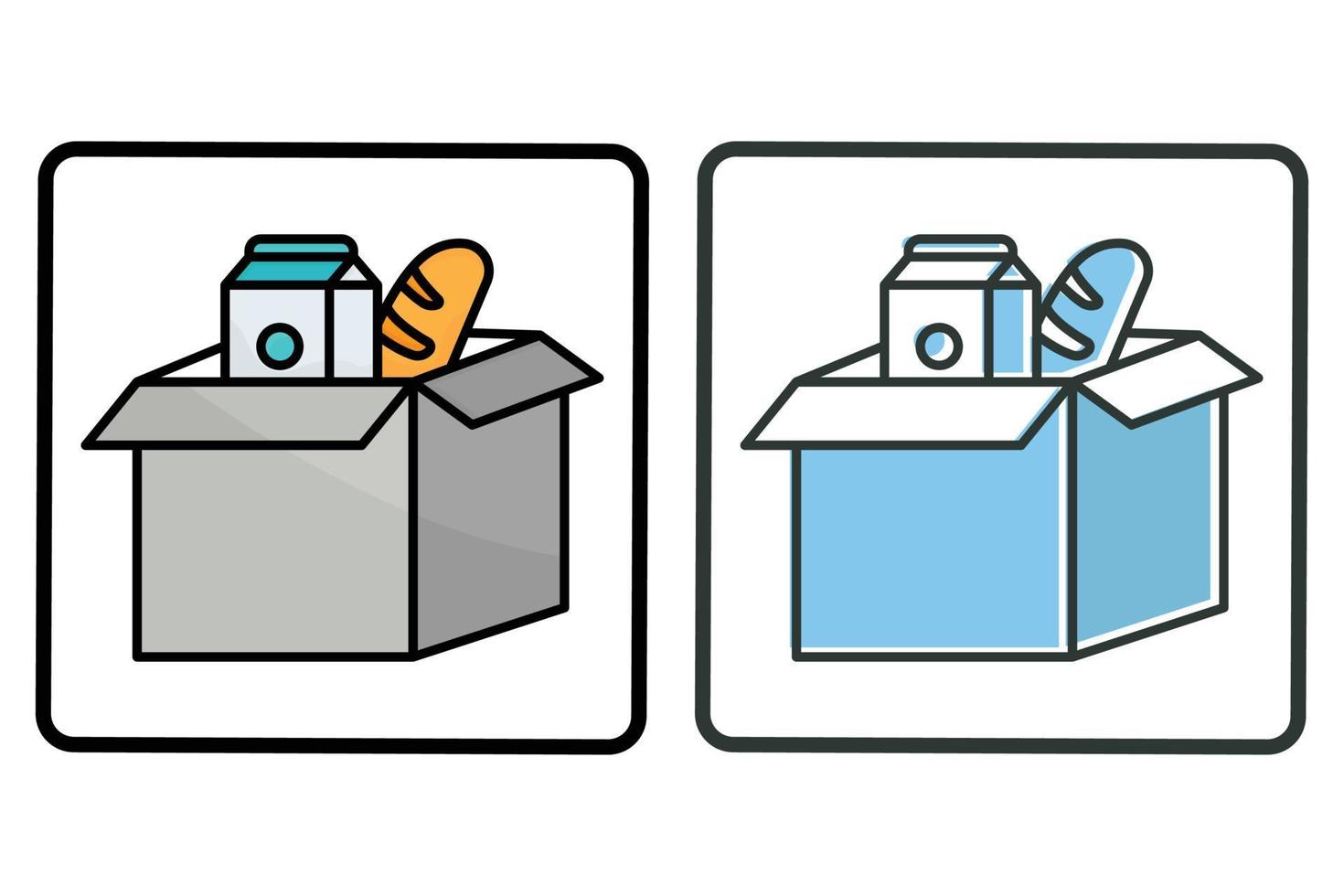 mat donation ikon illustration. låda med mat. ikon relaterad till välgörenhet. linjär Färg ikon stil, två tona. enkel vektor design redigerbar