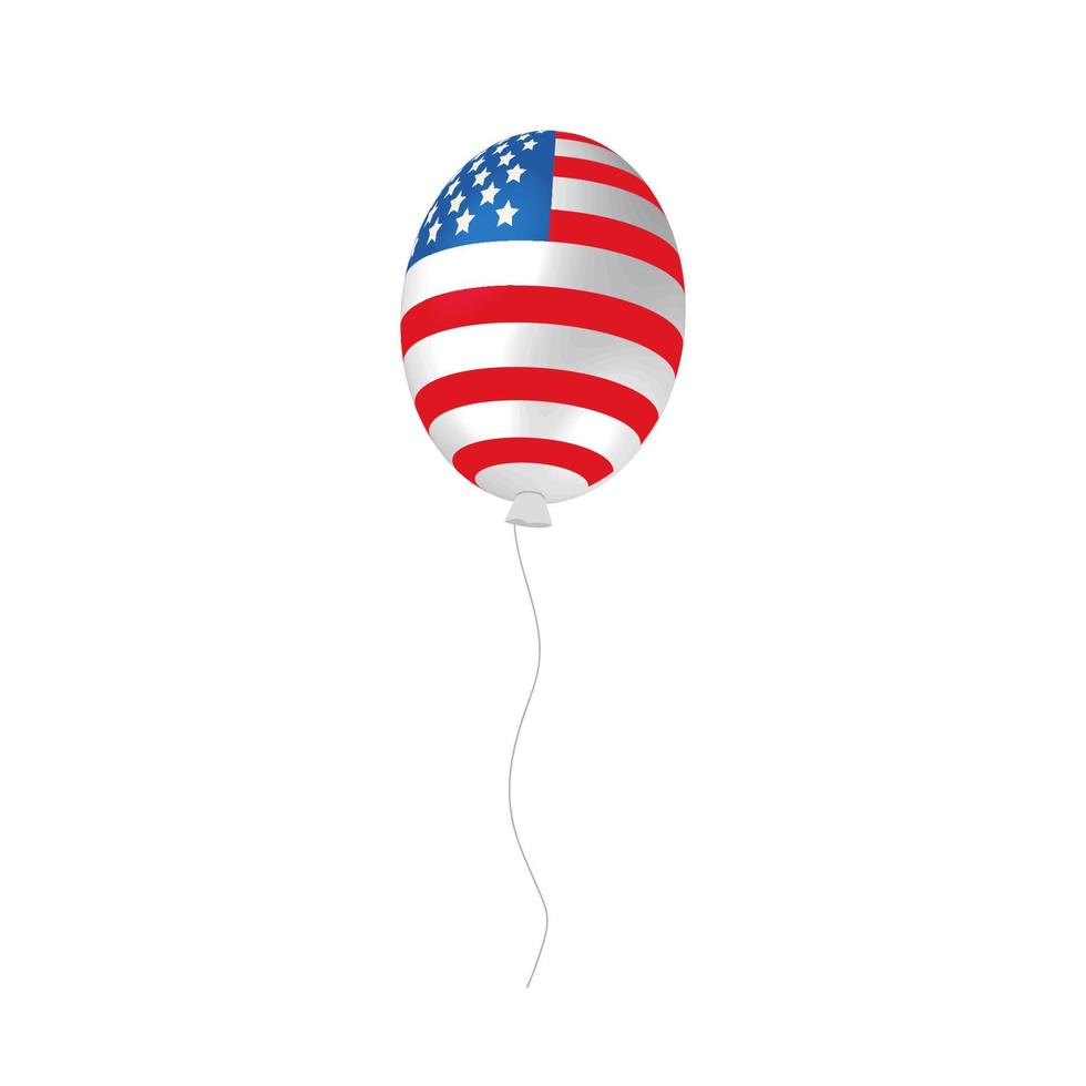 3d realistisk ballong med amerikan flagga. ballong för firande 4:e av juli USA oberoende dag vektor
