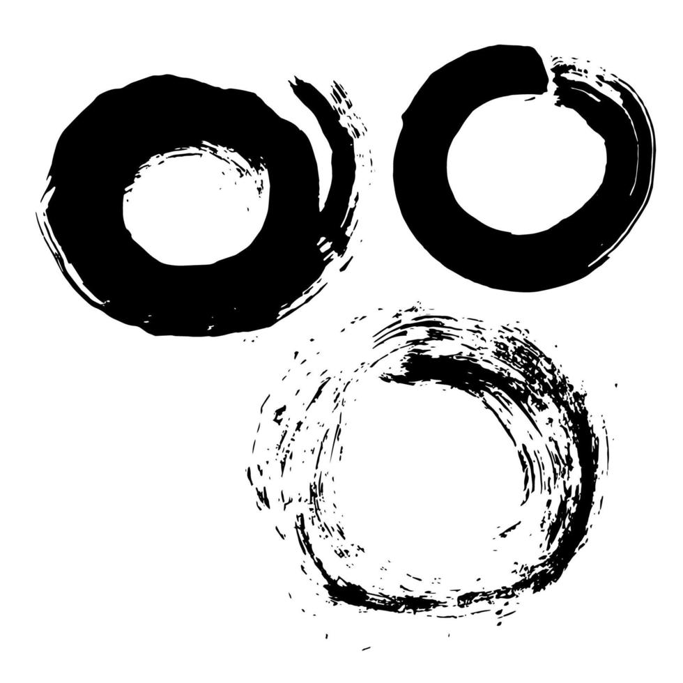 Grunge künstlerisch Kreis Bürste Schlaganfälle Satz. leeren schwarz Formen, Design Elemente, zum Rahmen. Hintergründe zum Text oder zitieren. vektor