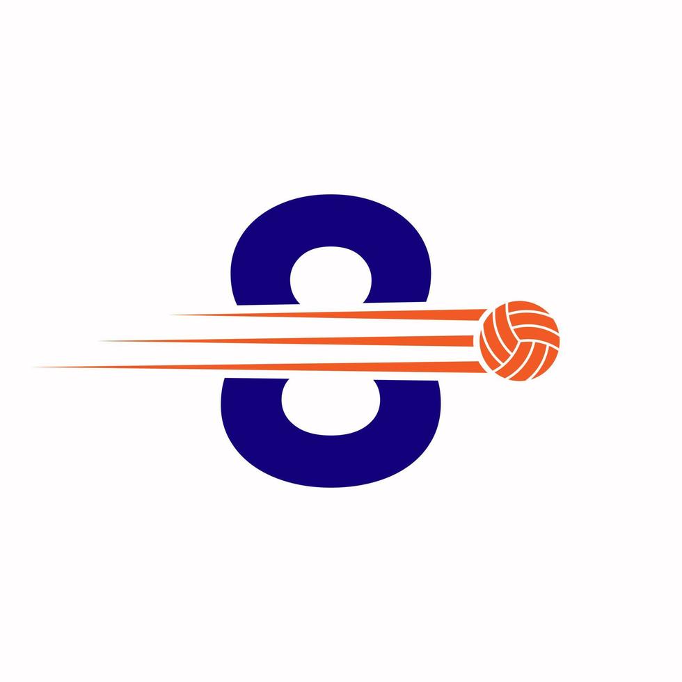 Initiale Brief 8 Volleyball Logo Design unterzeichnen. Volleyball Sport Logo vektor