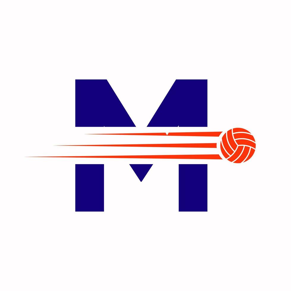 Initiale Brief m Volleyball Logo Design unterzeichnen. Volleyball Sport Logo vektor