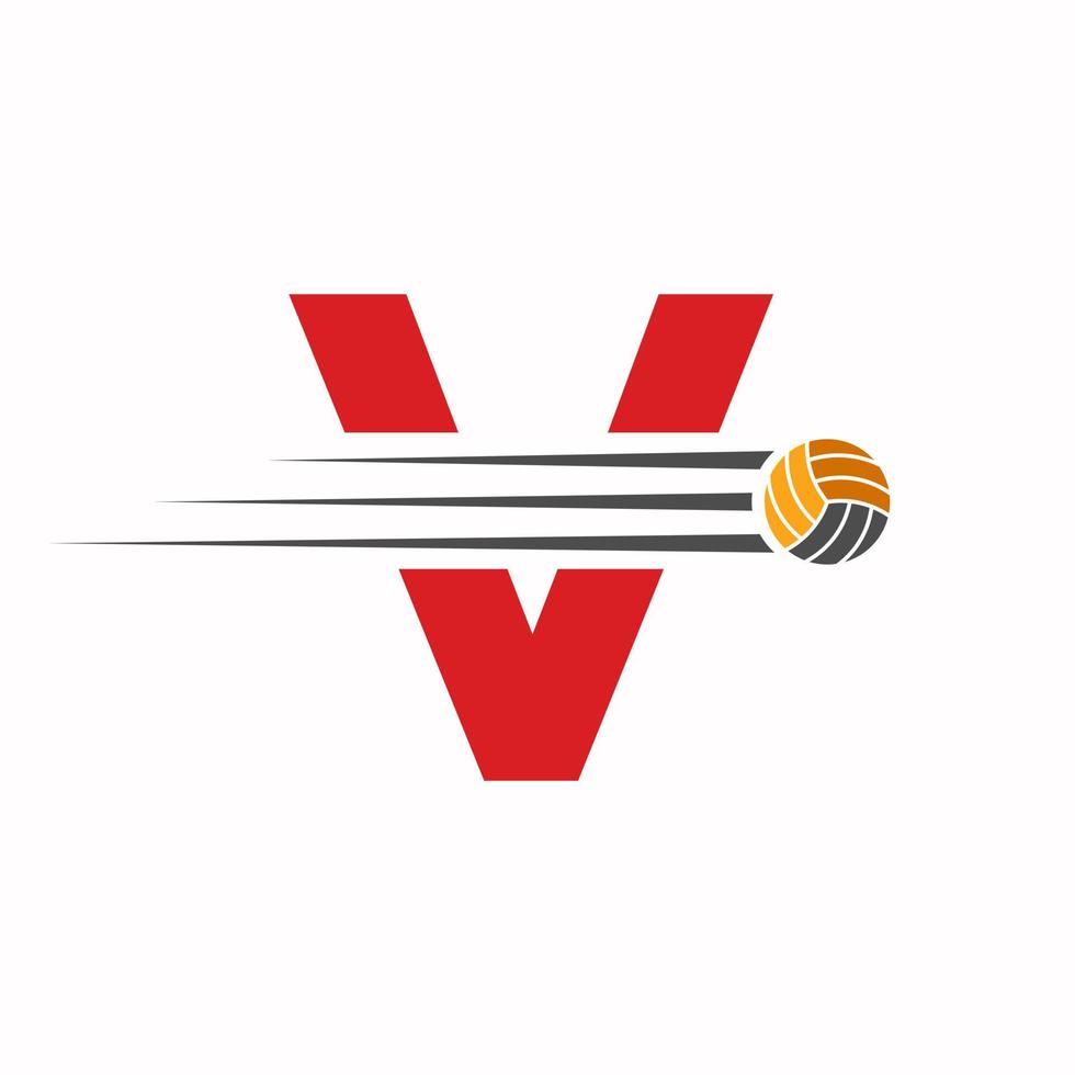 första brev v volleyboll logotyp design tecken. volleyboll sporter logotyp vektor