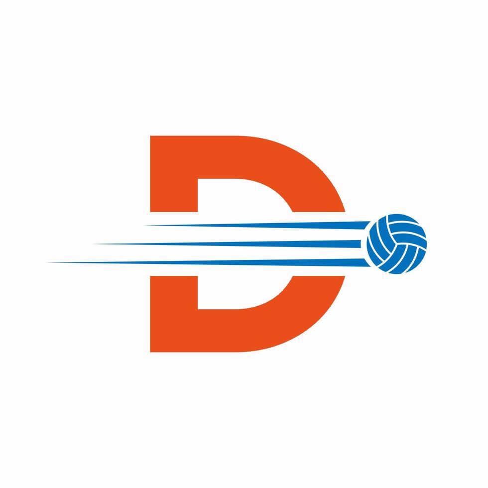 Initiale Brief d Volleyball Logo Design unterzeichnen. Volleyball Sport Logo vektor