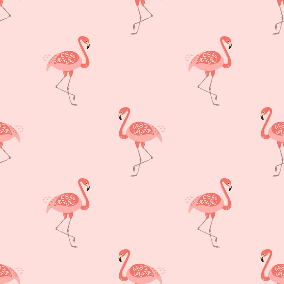 Rosa Flamingo nahtlos Muster süß Design zum Mädchen Rosa Hintergrund. tropisch Sommer- Flamingo drucken. exotisch einfach Ornament, Hintergrund, Textilien, girky weiblich Textur. Vektor Illustration.