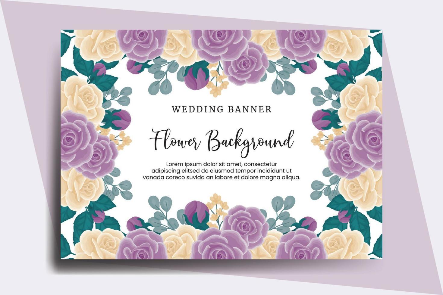 Hochzeit Banner Blume Hintergrund, Digital Aquarell Hand gezeichnet Rose Blume Design Vorlage vektor