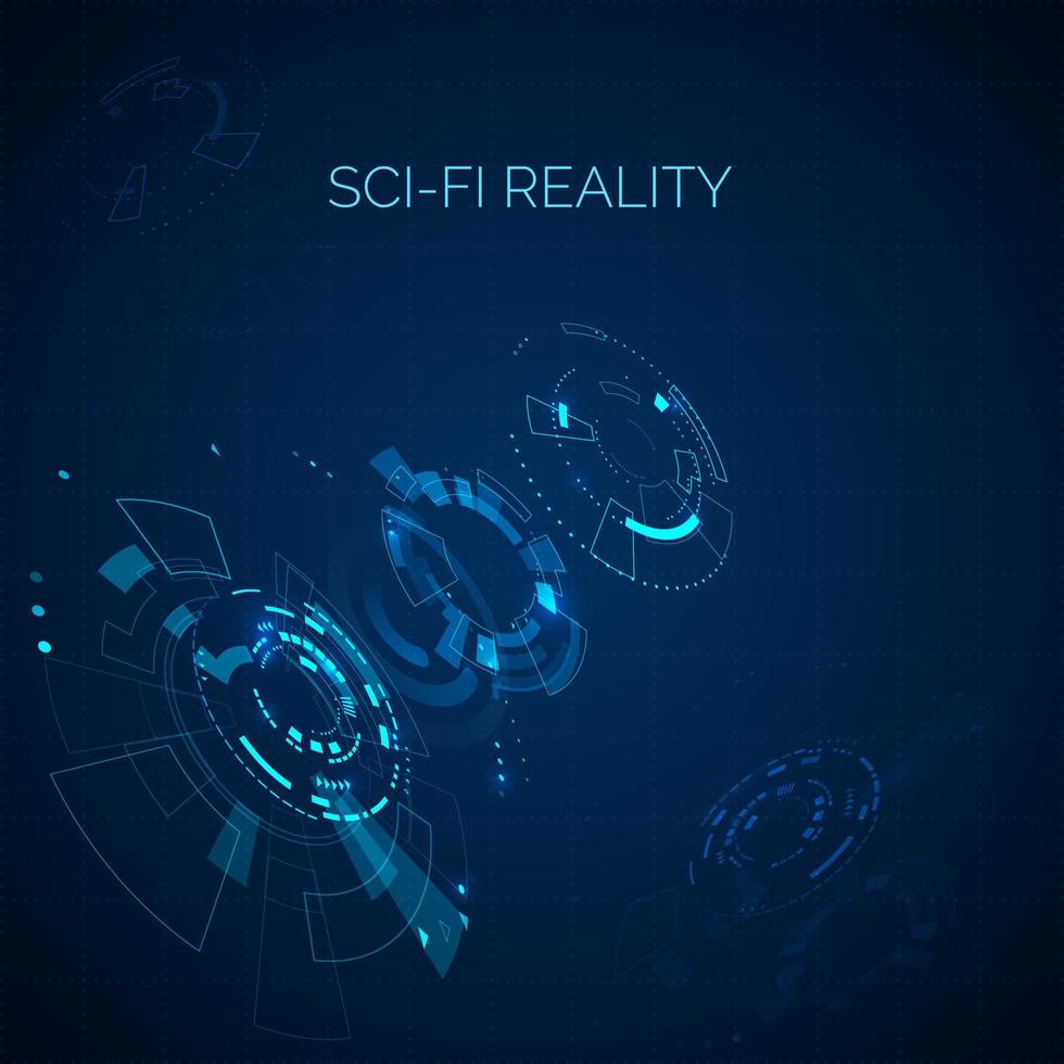 futuristisch Sci-Fi Blau Hintergrund. hud Element. Techno abstrakt Cyberspace Armaturenbrett. Vektor