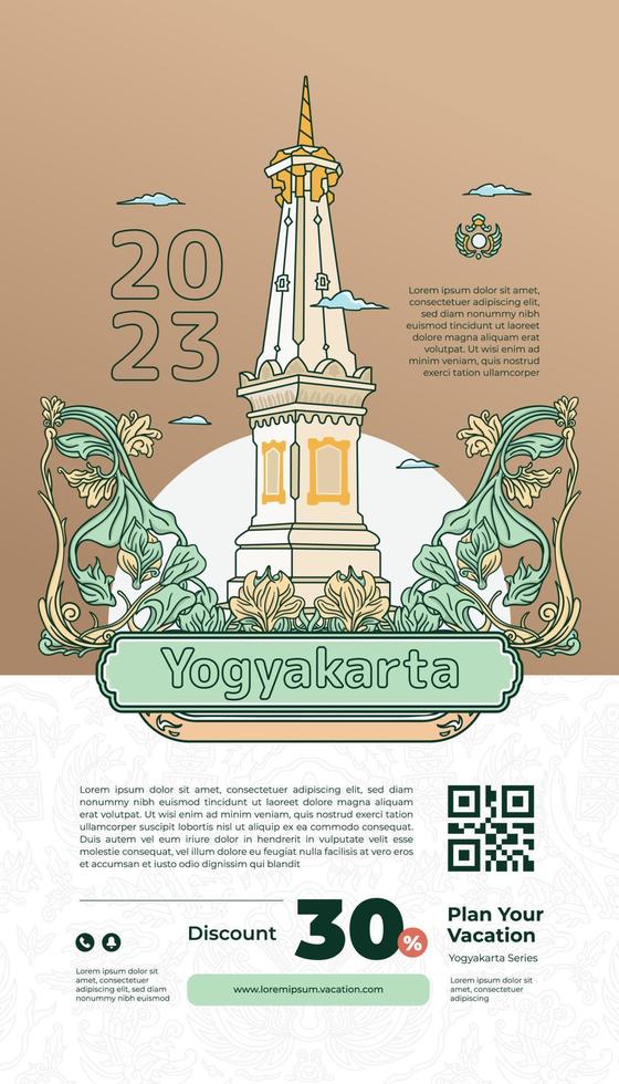 Yogyakarta Monument mit javanisch Blume zum Beförderung Tourismus Ferien Design Konzept vektor