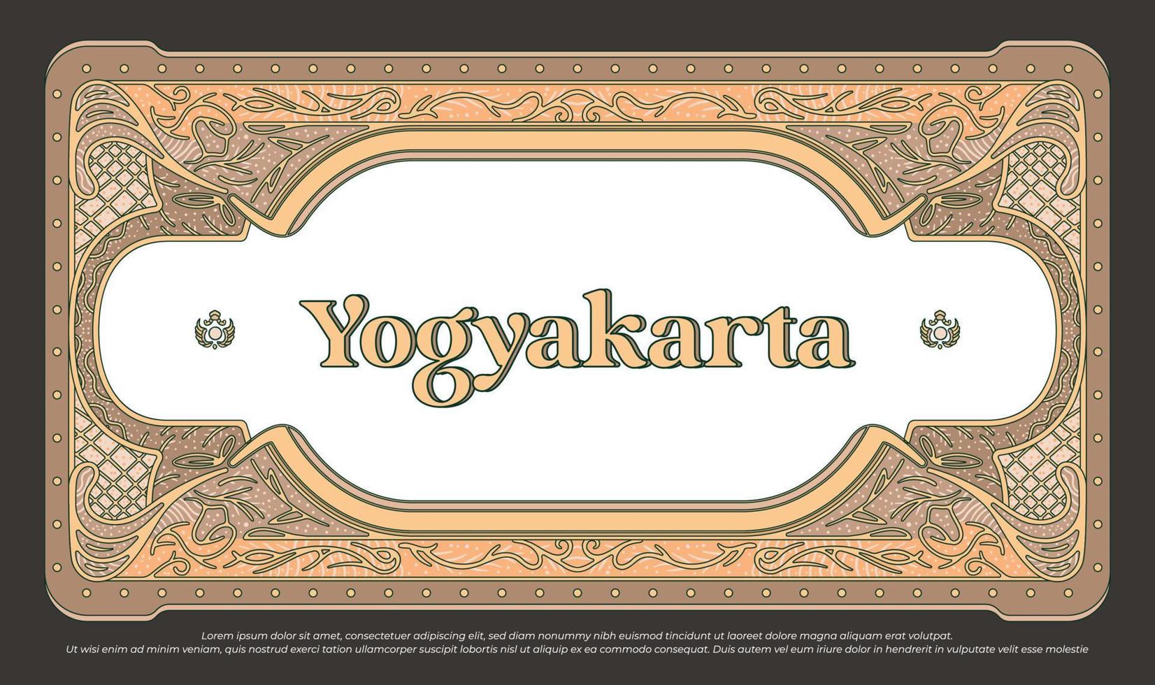 lyx yogyakarta typografi med gräns dekoration blomma, abstrakt ram illustration vektor