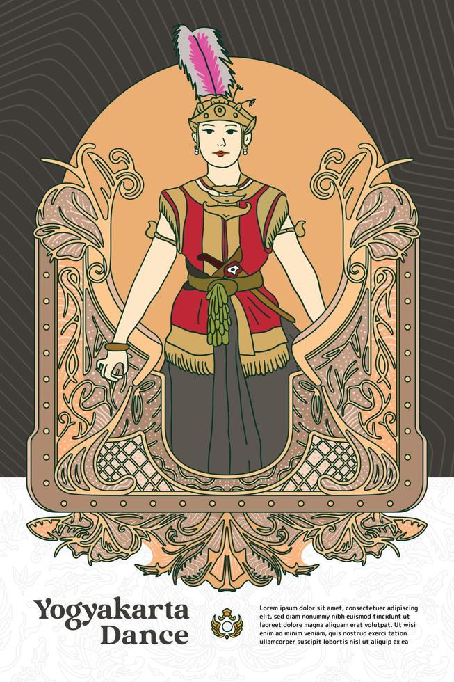 golek ayun ayun dansa från yogyakarta indonesien illustration med lyx ram desin inspiration vektor