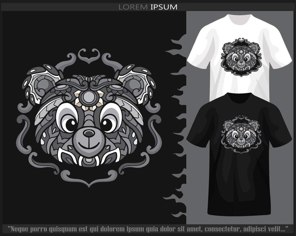 einfarbig Farbe Teddy Bär Mandala Kunst isoliert auf schwarz und Weiß t Shirt. vektor