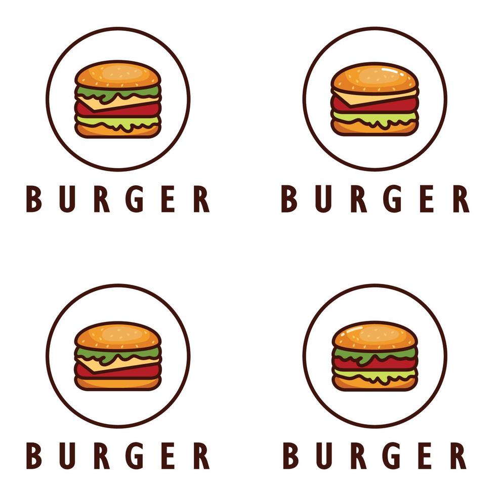 burger logotyp illustration, restaurang emblem, Kafé, burger och fabrik märka, snabb mat, vektor