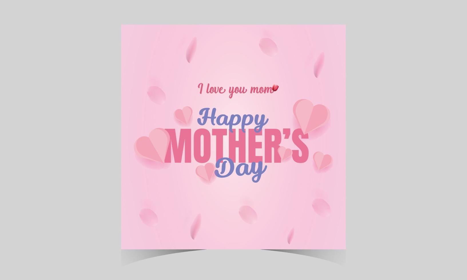 Lycklig mors dag social media posta mall. mors dag social media baner. mamma dag hälsning kort. Lycklig mors dag tecken med hjärta och blommor. flygande rosa papper hjärtan. mamma dag bakgrund. vektor