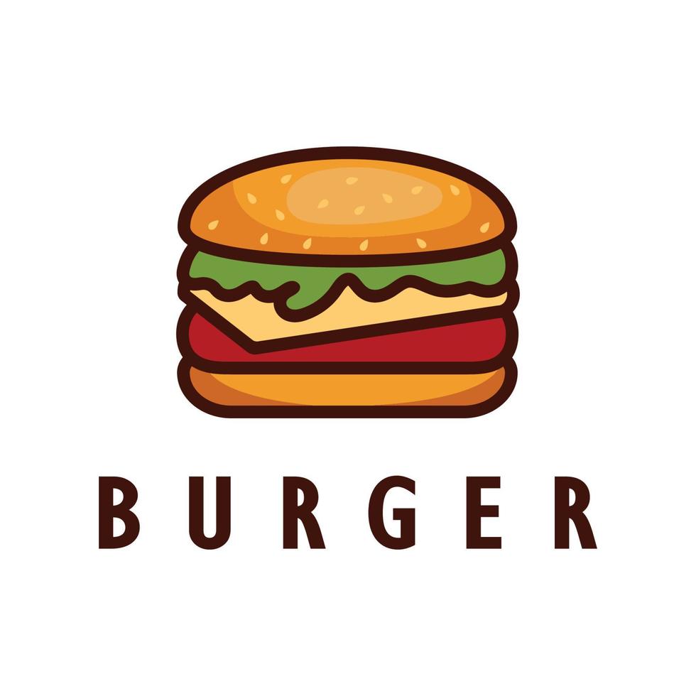 burger logotyp illustration, restaurang emblem, Kafé, burger och fabrik märka, snabb mat, vektor