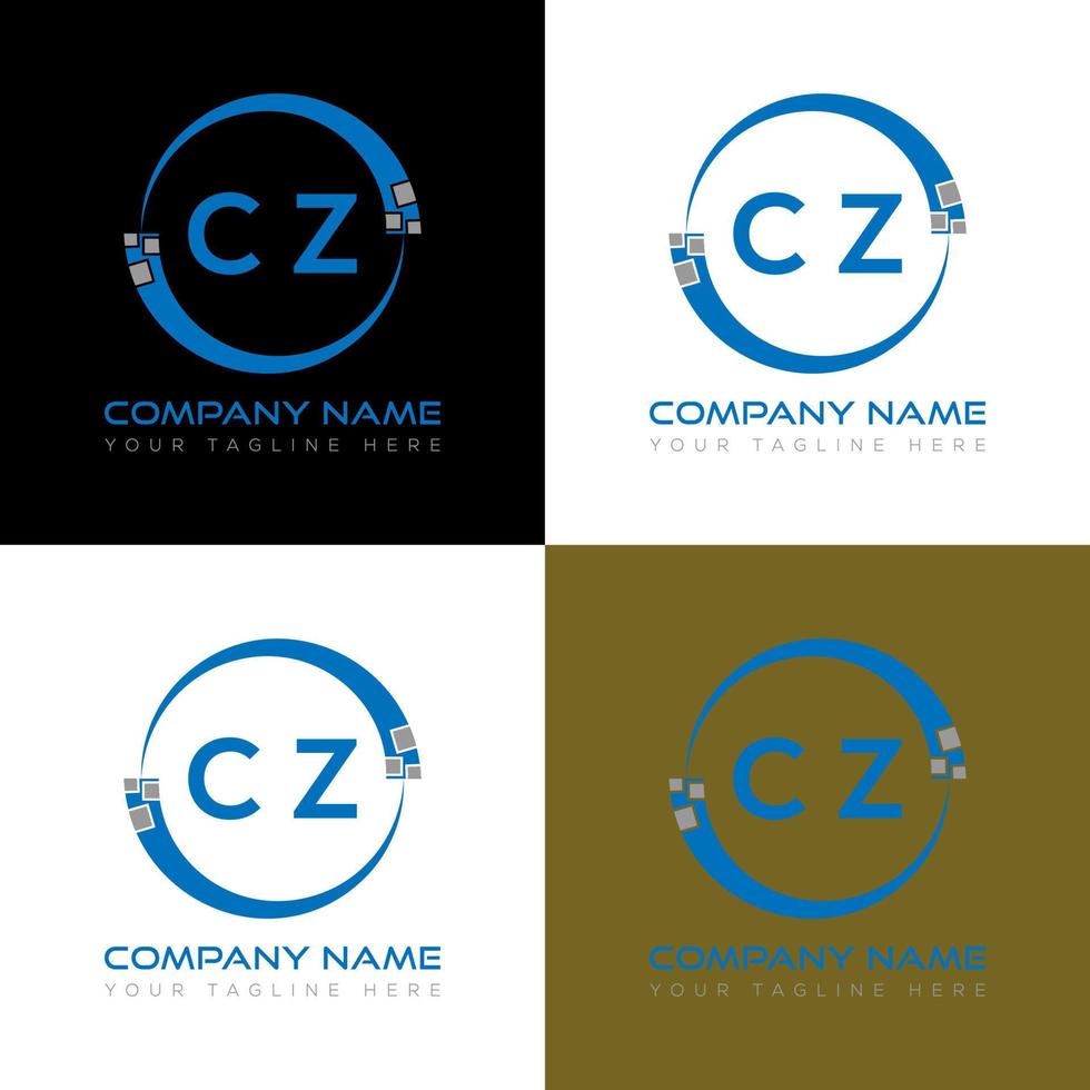 cz brev logotyp kreativ design. cz unik design. vektor