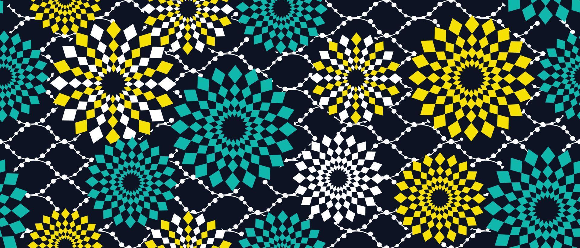 afrikanisch ethnisch traditionell Blau Muster. nahtlos schön kitenge, chitenge, ankara Stil. Mode Design im bunt. geometrisch Kreis abstrakt Motiv. Blumen- Blume Ankara Drucke, afrikanisch Wachs druckt vektor