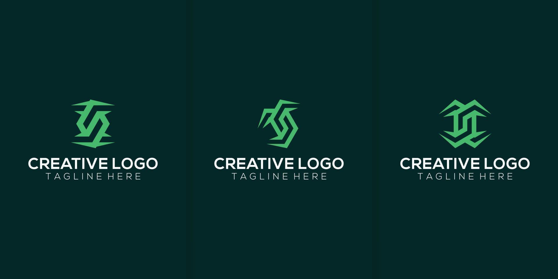en samling av kreativ och minimalistisk kvm q s logotyp mönster vektor
