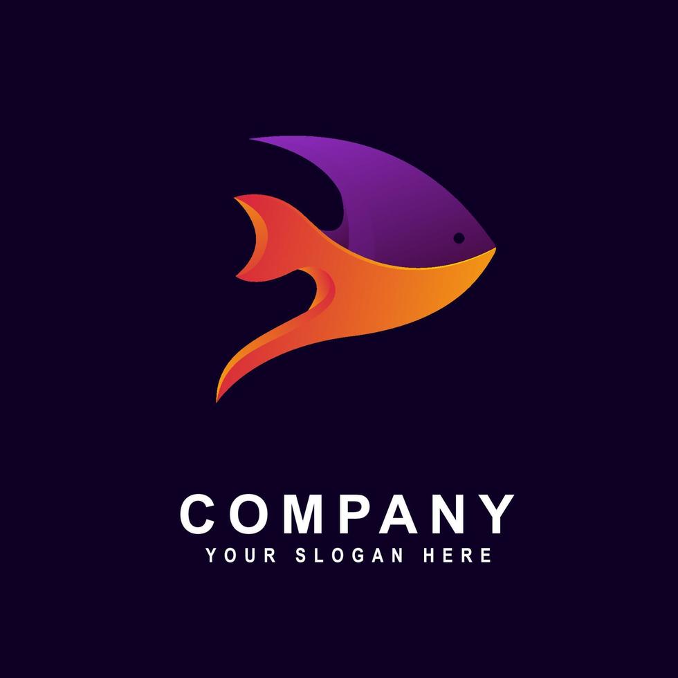 modern fisk lutning logotyp. fisk logotyp design mall. företag logotyp begrepp eller restaurang. vektor