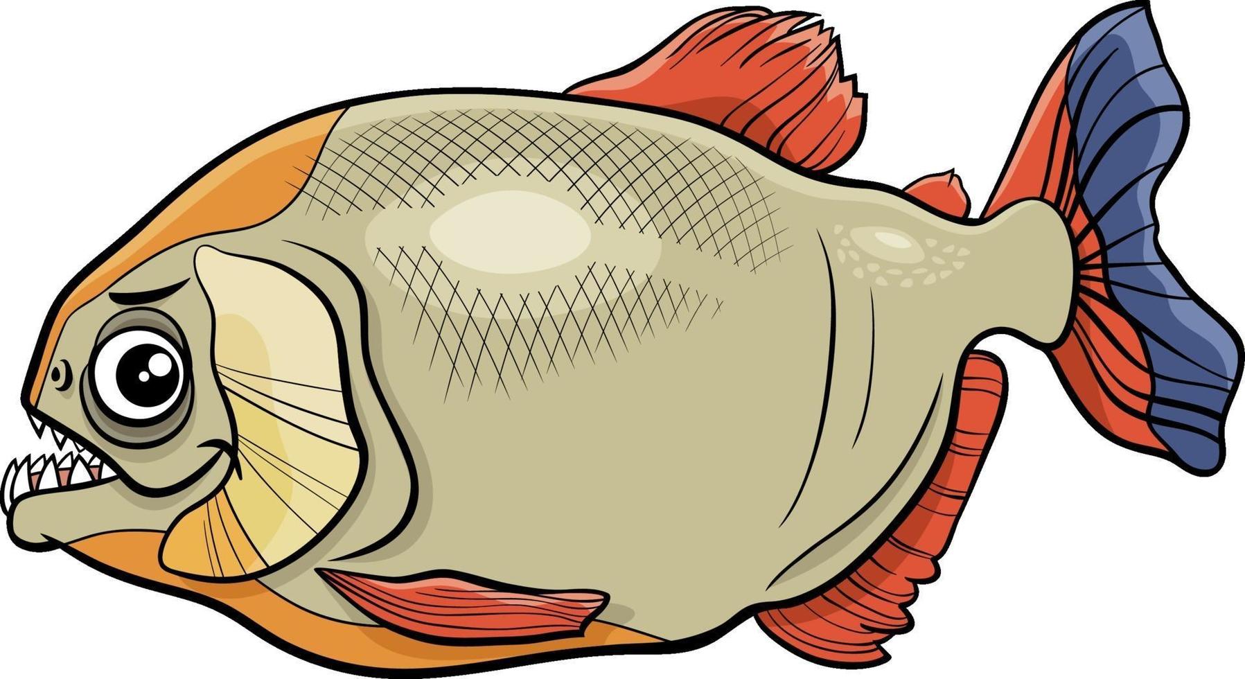 Cartoon Piranha Fisch Tier Charakter vektor