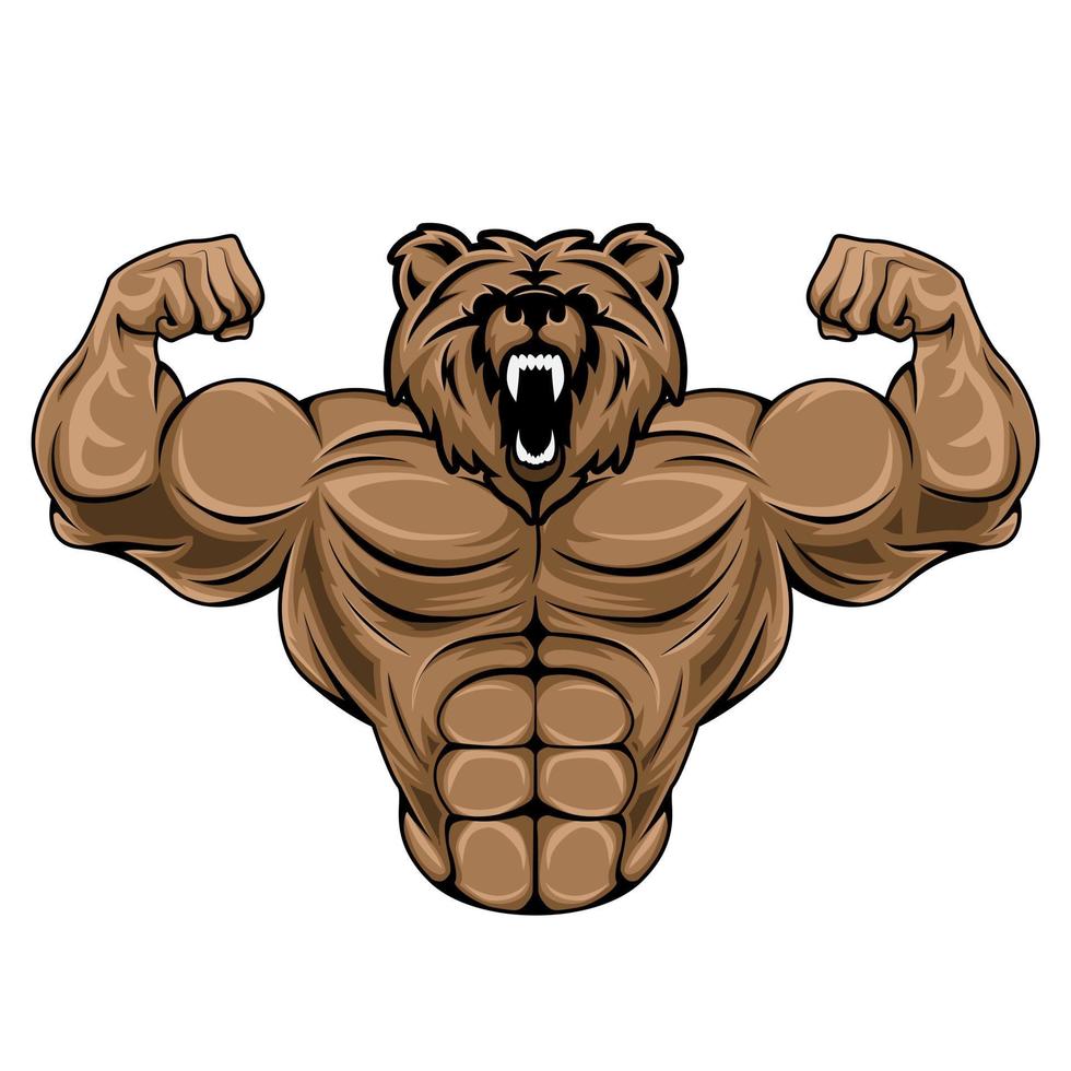 muskulös Bär Illustration. geeignet zum Fitness Logos, Bodybuilder, Fitnessstudio Sportler vektor