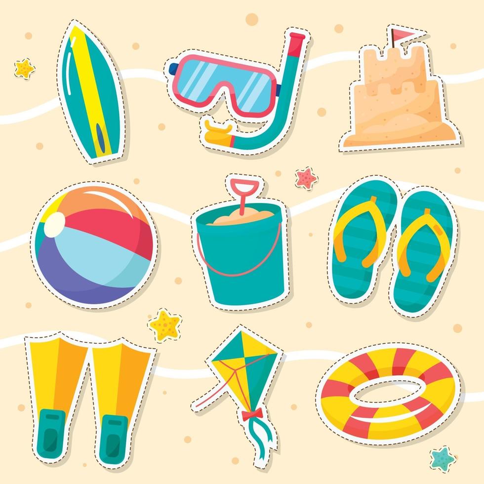 Sommer Strand Sticker Pack vektor