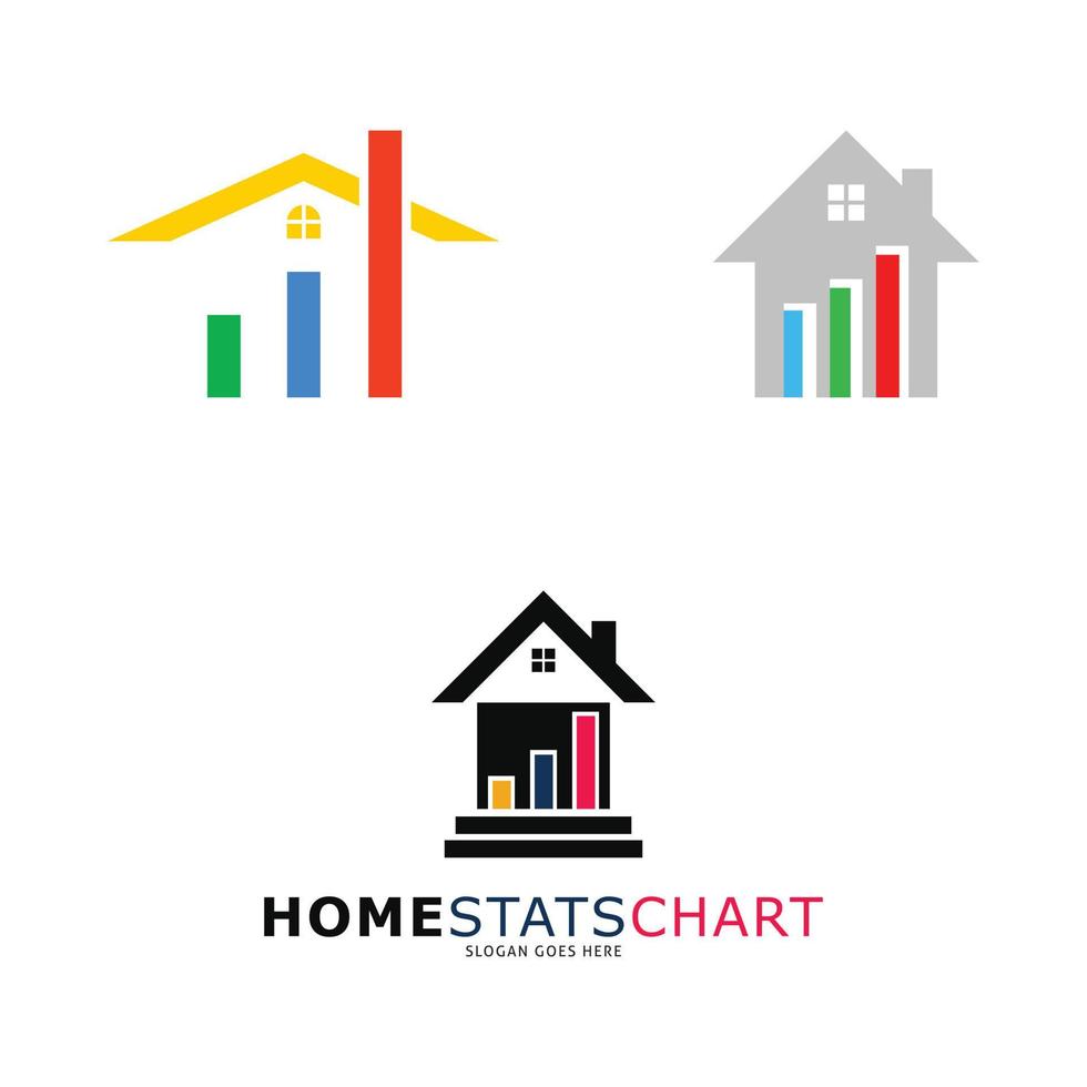 uppsättning av Hem statistik Diagram ikon vektor logotyp mall illustration design