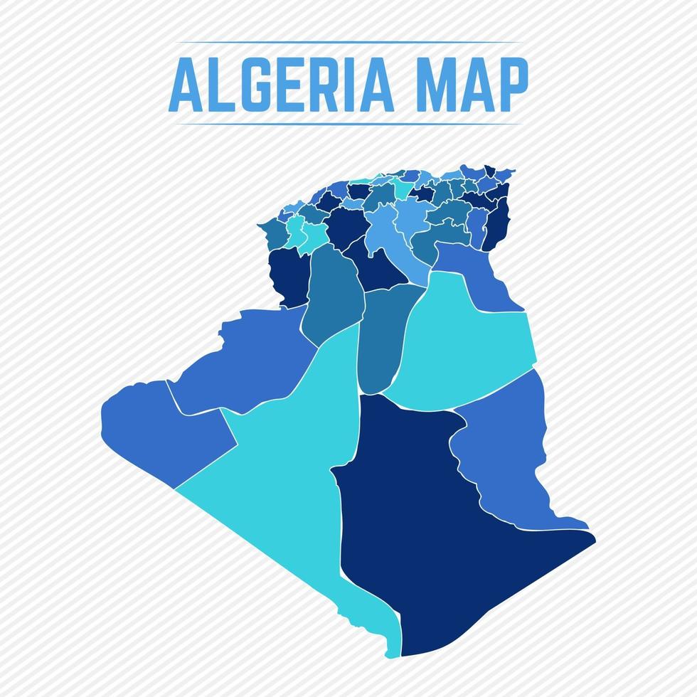 algeriet detaljerad karta med städer vektor