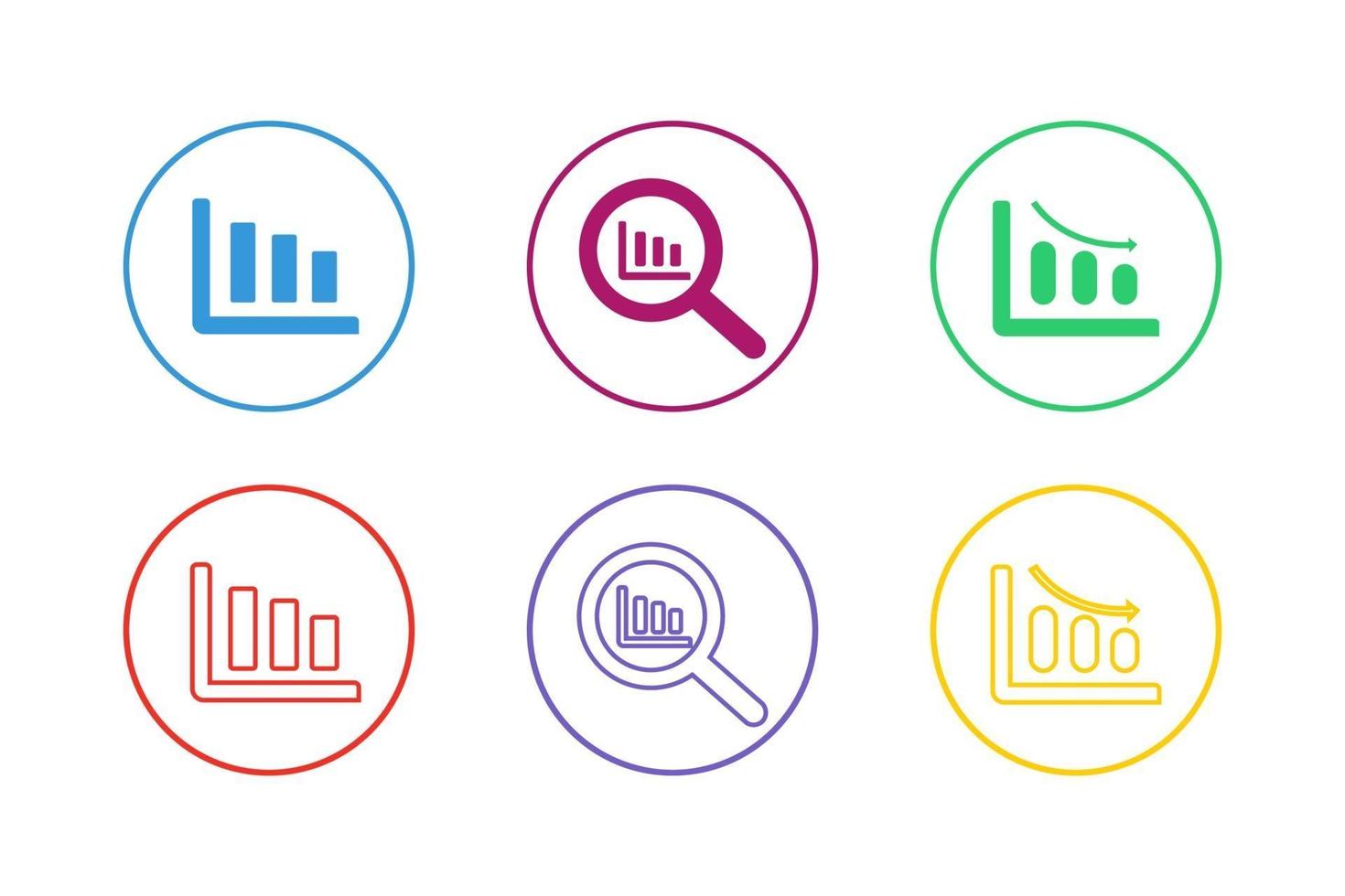 färgglada diagram ikonuppsättning vektor