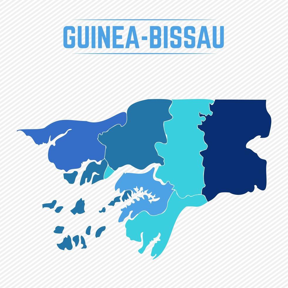 guinea bissau detaljerad karta med regioner vektor