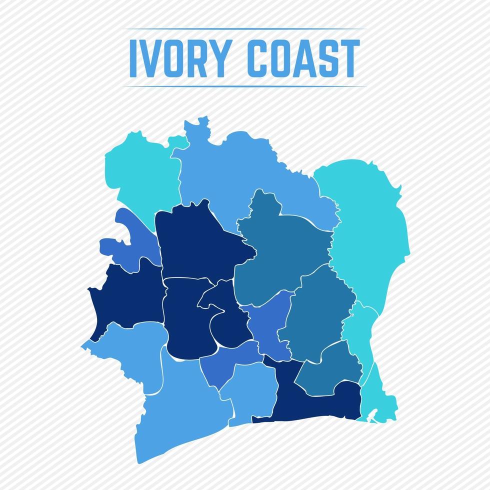 Elfenbenskustens detaljerade karta med städer vektor