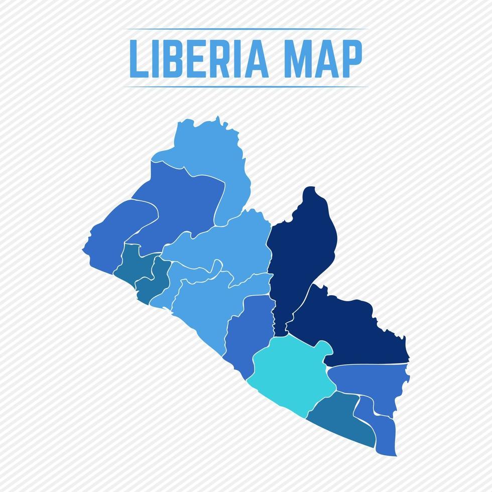 Liberia detaljerad karta med regioner vektor