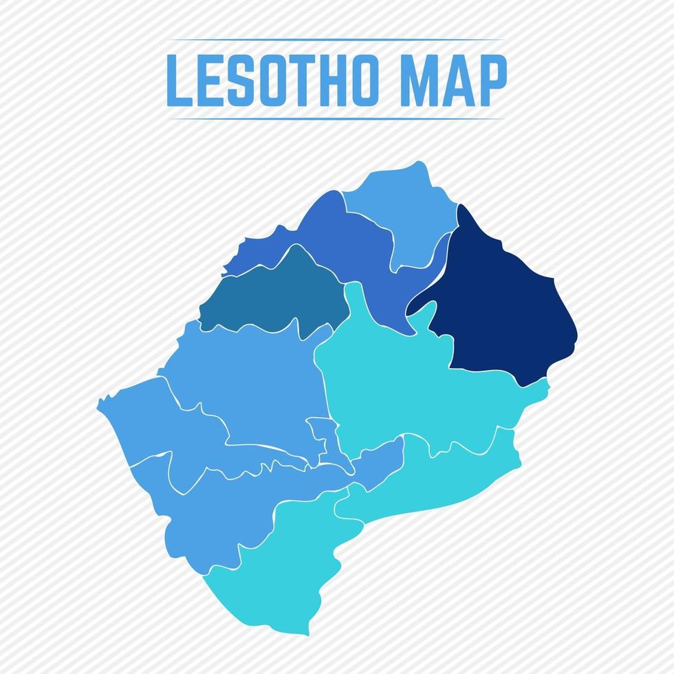 lesotho detaljerad karta med regioner vektor