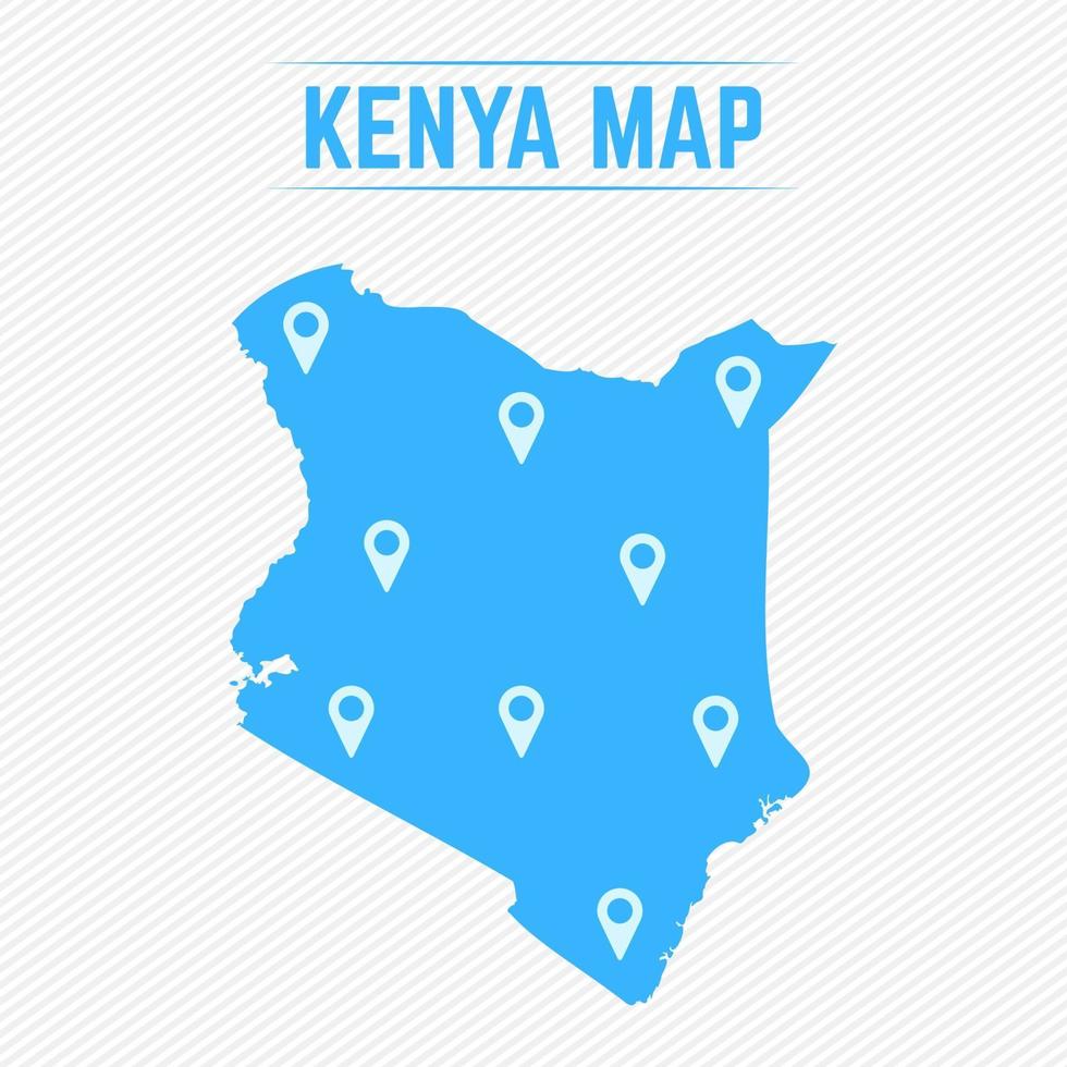 Kenia einfache Karte mit Kartensymbolen vektor