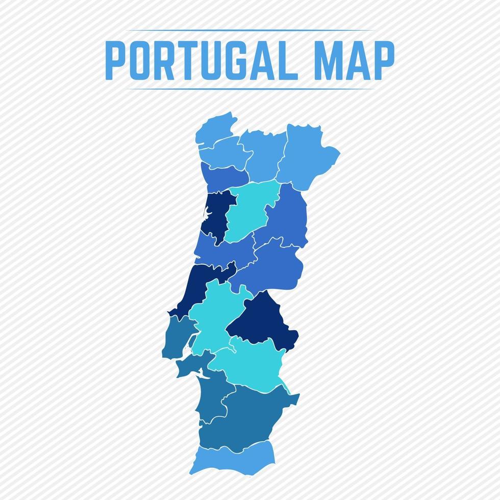 portugal detaljerad karta med stater vektor