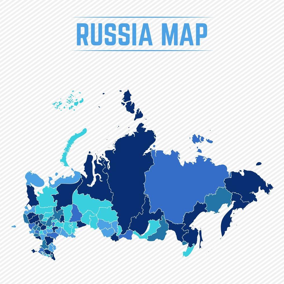 Russland detaillierte Karte mit Staaten vektor
