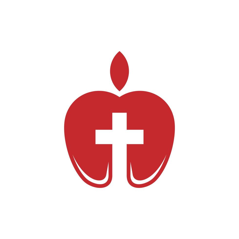 Apfel Kreuz Kirche modern einfach Logo vektor