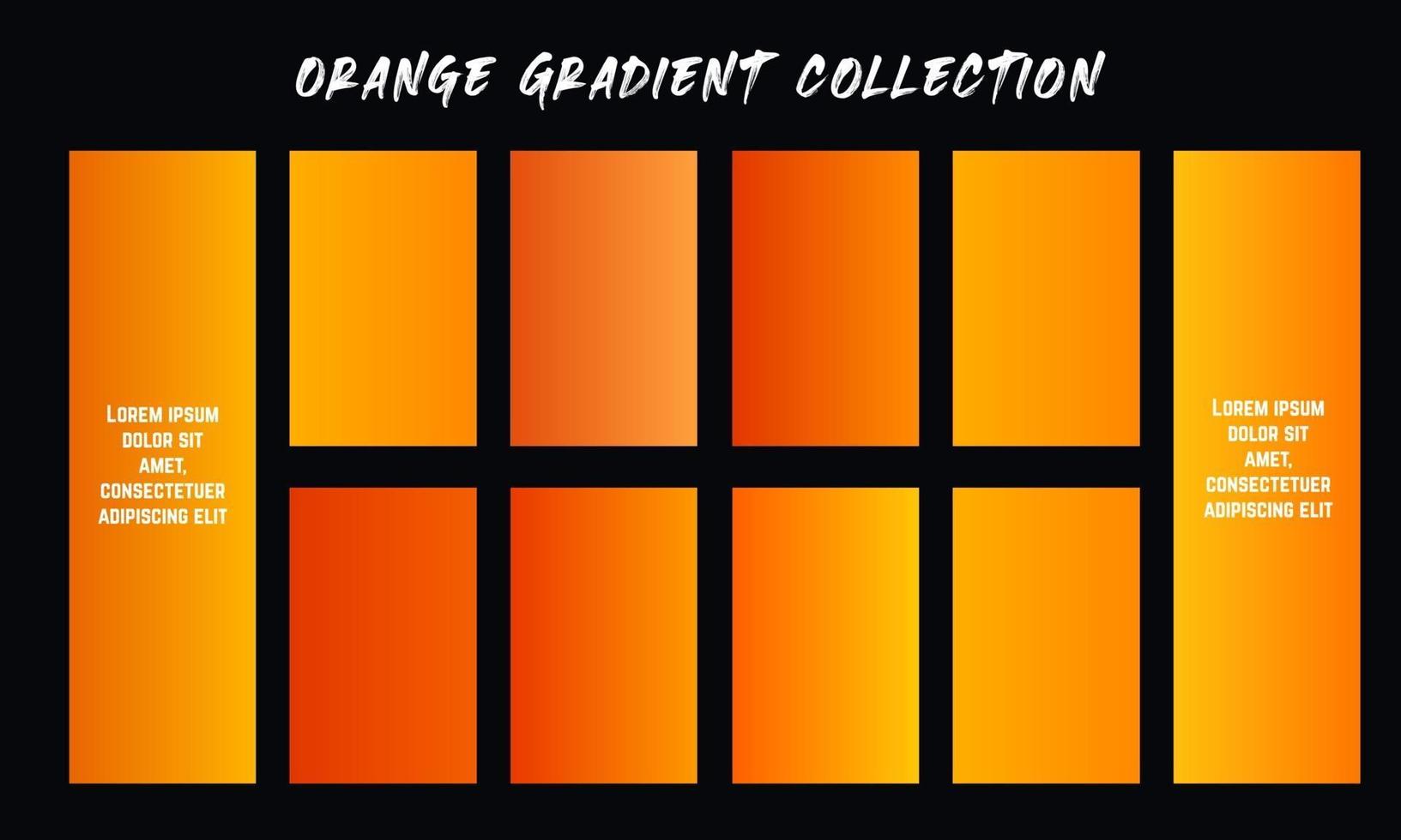 orangefarbene Farbverlaufsfelder eingestellt vektor