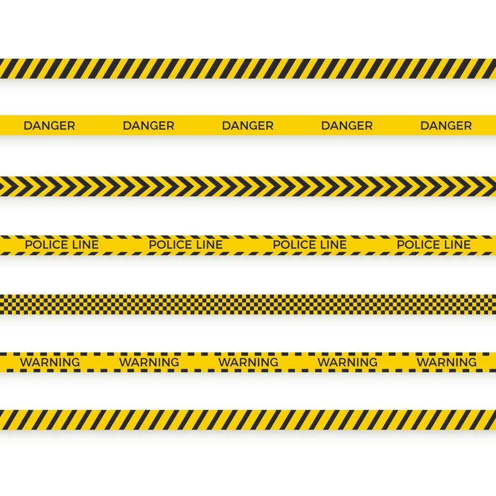 polis tejp. do inte korsa band barriär. varning zon svart och gul tejp. vektor