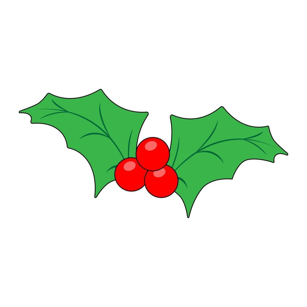 einfache Illustration der Weihnachtsstechpalmenbeerenikone für Weihnachtsfeiertage vektor