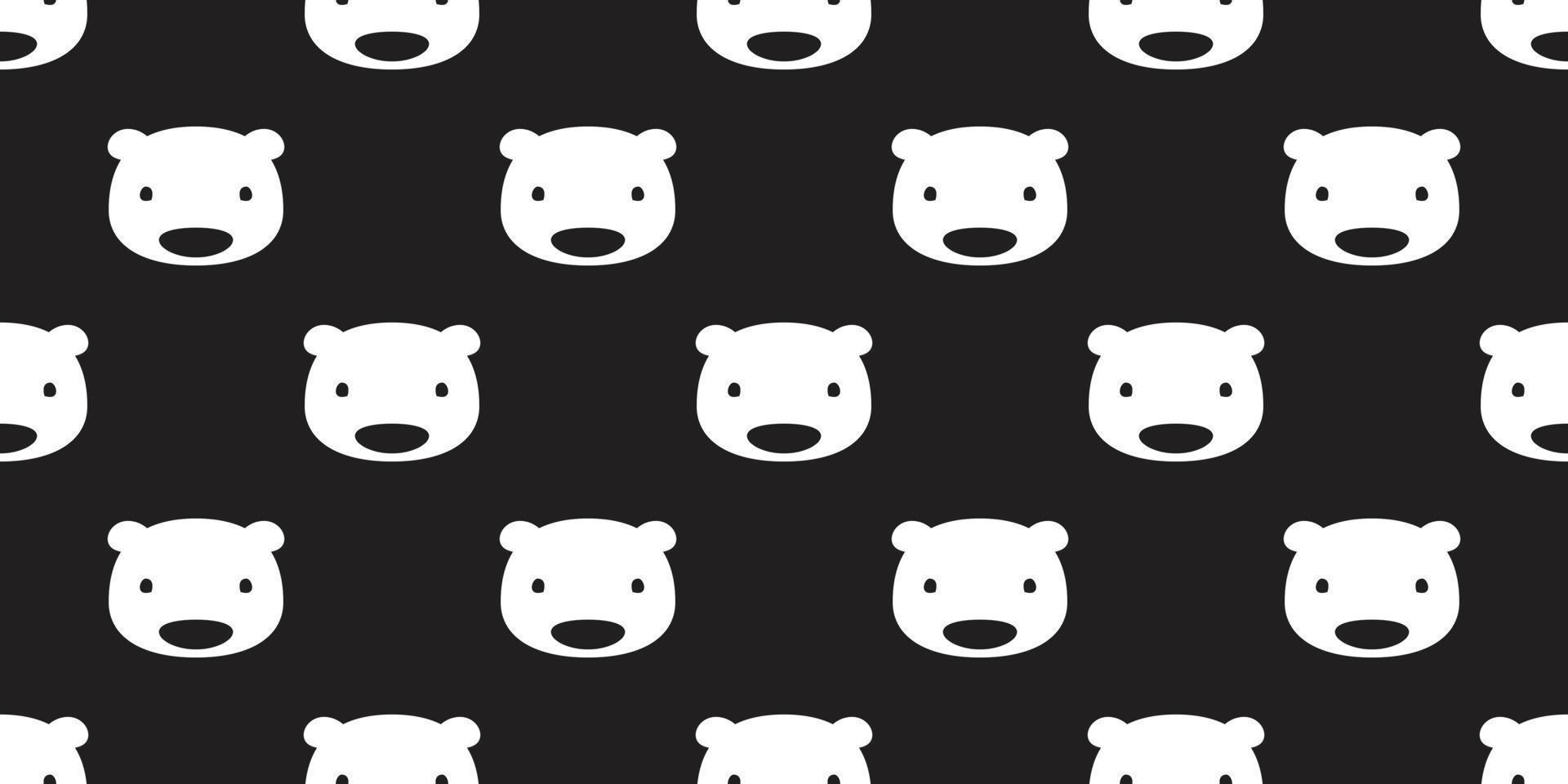Bär nahtlos Muster Vektor Polar- Bär Panda Kopf isoliert Hintergrund Hintergrund schwarz
